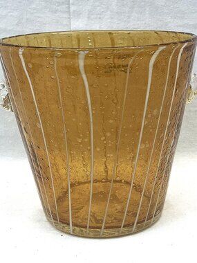 New MCM Venini Disaronno Hand Blown Murano Venetian Amber Swirl Art Ice Bucket